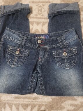 Angels Dark Indigo Capri Jeans with Contrast Stitching